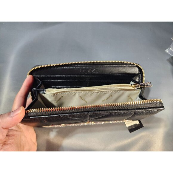 adult unisex BEBE ZAZA RHINESTONES BLING DESIGN ZIP AROUND WRISTLET WALLET - 4" - Picture 5 of 5